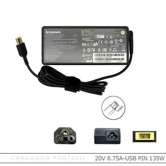 Cargador Lenovo 20v A 6.75 A USB Gamer